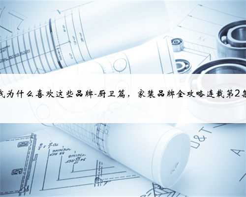 我为什么喜欢这些品牌-厨卫篇，家装品牌全攻略连载第2集