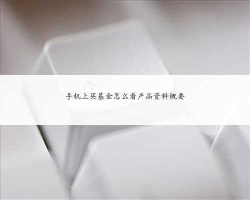 手机上买基金怎么看产品资料概要