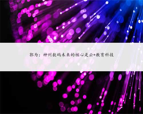 郭为：神州数码未来的核心是云+教育科技