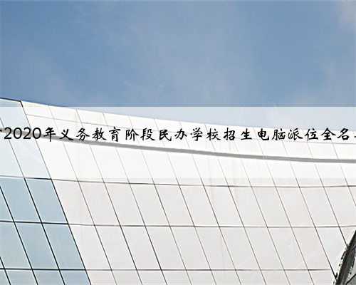 东阳市2020年义务教育阶段民办学校招生电脑派位全名单公布